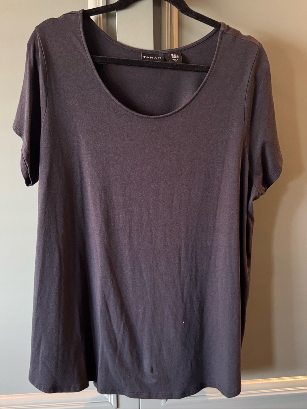 Tahari Black Scoop Neck Top